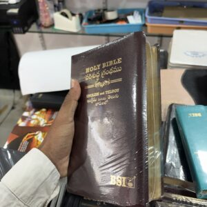 Telugu and English bible special &pure  leather in burgundy leather with nap Indian edition